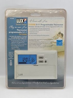 Lux Smart Temp Thermostat TX1500E Programmable 5-1-1 NEW SEALED